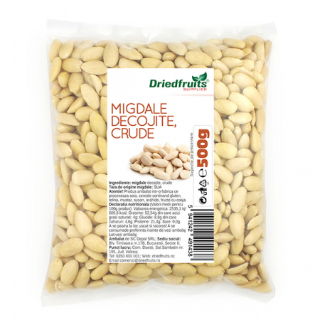 Hrana, alimente - Migdale decojite crude, 500g