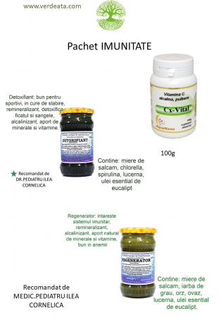 Pachete - Pachet Vitamina C alcalina 100g + Regenerator + Detoxifiant