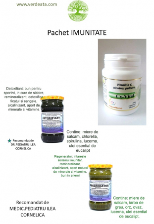 Suplimente nutritive - Pachet Vitamina C alcalina 250g + Regenerator + Detoxifiant