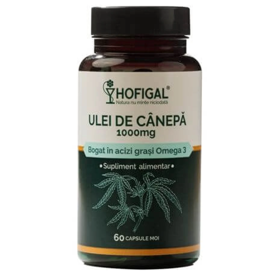 Ulei de canepa 1000mg,  60 capsule