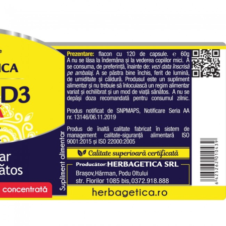 Detrix vitamina D3 3000 UI unitati 120 cps capsule herbagetica [2]