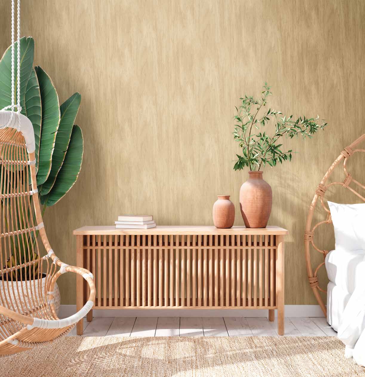 Tapet cu aspect de lemn crem 784901 WOW DESIGNDROP - A.S. Creation