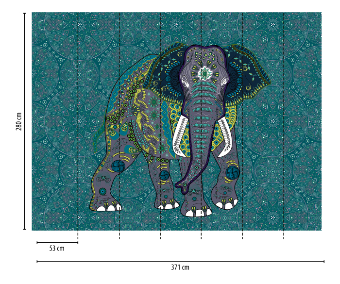 Fototapet elefant cu motive mandala albastru 382621 - A.S. Creation [2]