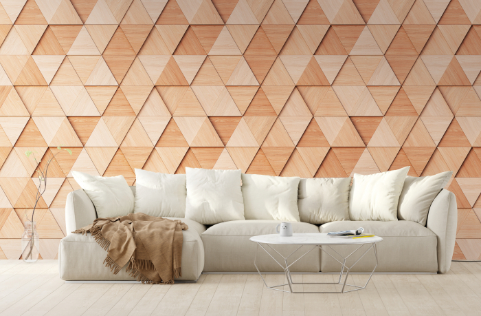 Fototapet geometric 3D cu aspect de lemn crem/bej 382881 - A.S. Creation [3]