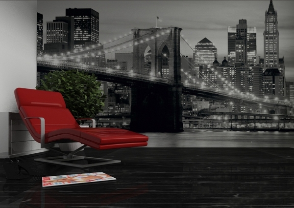Fototapet FTS 0199 Brooklyn Bridge in alb si negru [2]