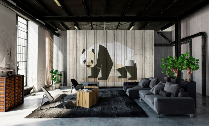 Fototapet panouri lemn urs panda crem/bej DD113402  -  A.S. Creation [2]