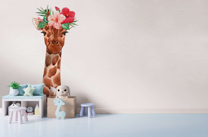 Fototapet girafa cu coroana de flori alb DD123721 - A.S. Creation [3]