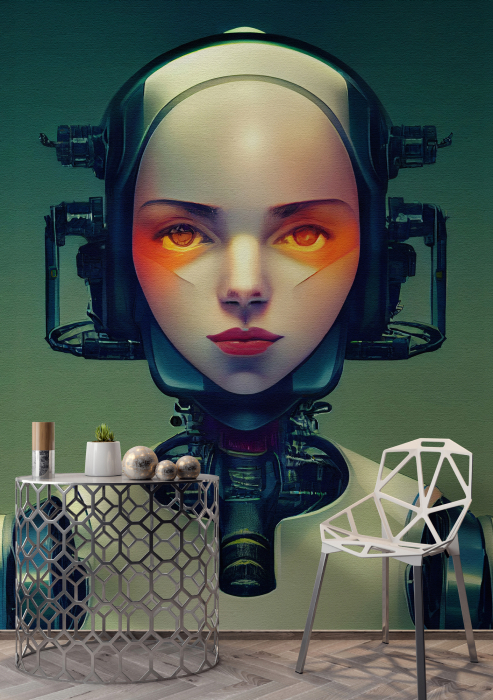 Fototapet robot umanoid feminin verde albastru DD134093 - A.S. Creation [2]