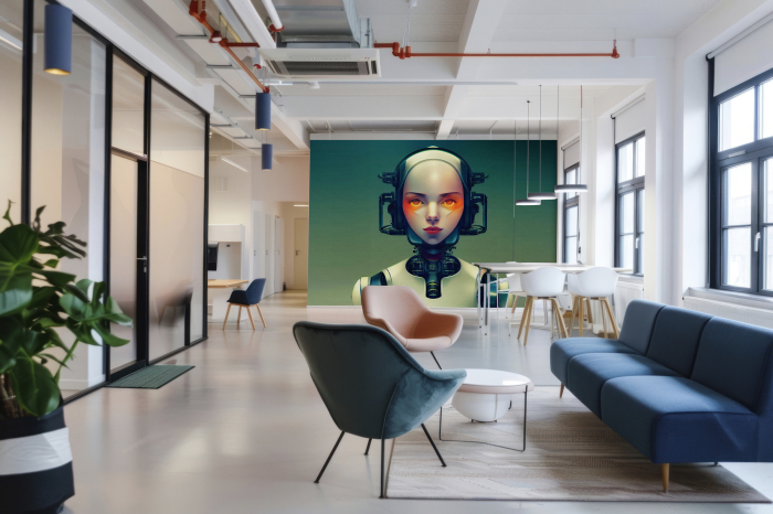 Fototapet robot umanoid feminin verde albastru DD134093 - A.S. Creation [4]