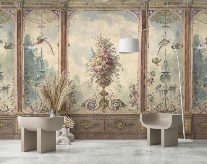 Fototapet baroc flori si pasari roz DD134417 - A.S. Creation [4]