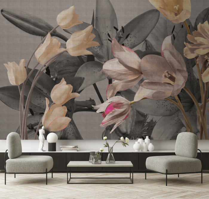Fototapet lalele si crini gri roz DD134531 - A.S. Creation [2]