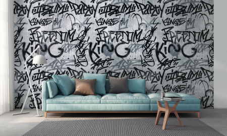 Imitatii, texturi, obiecte - Fototapet graffiti gri 382511  -  A.S. Creation