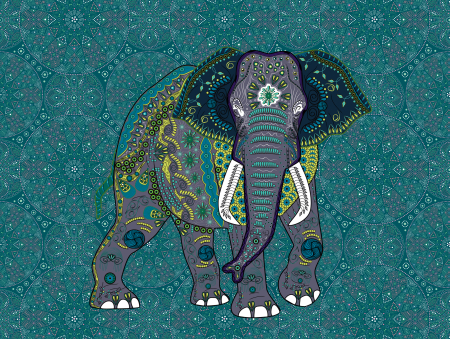 Fototapet elefant cu motive mandala albastru 382621 - A.S. Creation [2]