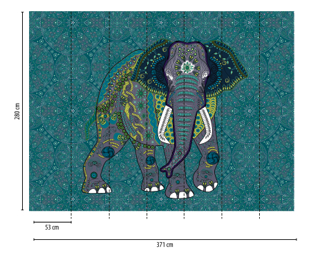 Fototapet elefant cu motive mandala albastru 382621 - A.S. Creation [1]