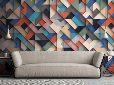 Imitatii, texturi, obiecte - Fototapet forme geometrice 3D multicolor 382871 - A.S. Creation