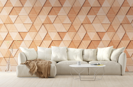 Fototapet geometric 3D cu aspect de lemn crem/bej 382881 - A.S. Creation [2]