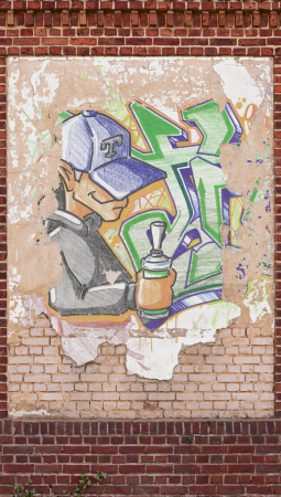 Fototapet graffiti pe zid de caramida maro 392411 - A.S. Creation [2]