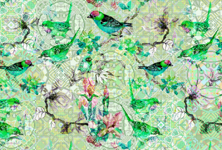Colectii - Fototapet cu pasari verde DD110246  -  A.S. Creation