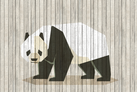 Fototapet - Fototapet panouri lemn urs panda crem/bej DD113402  -  A.S. Creation