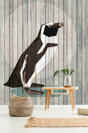 Fototapet panouri lemn pinguin albastru DD113412  -  A.S. Creation [1]