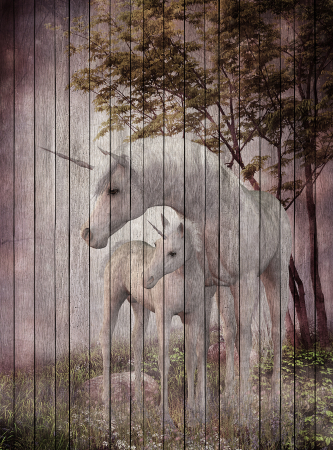 Fototapet - Fototapet panouri lemn cu unicorni roz DD113962  -  A.S. Creation
