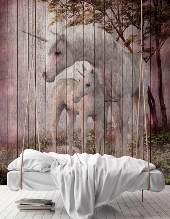 Fototapet panouri lemn cu unicorni roz DD113962  -  A.S. Creation [1]