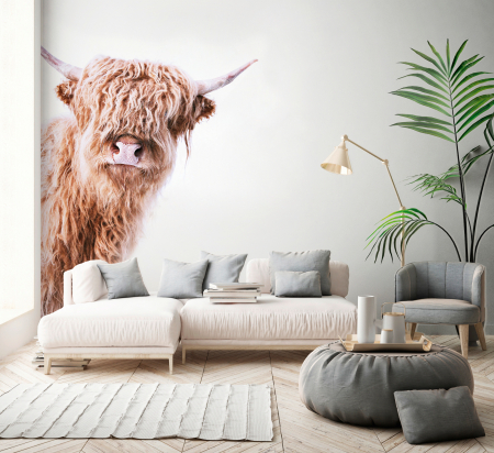ARTist - Fototapet vaca scotiana de munte crem/bej DD119825  -  A.S. Creation