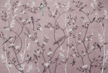 Walls by Patel 3 - Fototapet flori si pasari violet DD122004  -  A.S. Creation