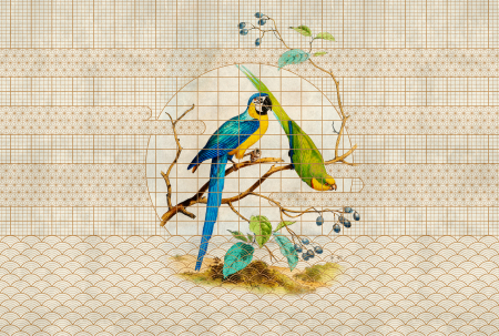 Walls by Patel 3 - Fototapet grafic cu pasari crem/bej DD122436  -  A.S. Creation