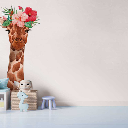 Fototapet girafa cu coroana de flori alb DD123721 - A.S. Creation [1]