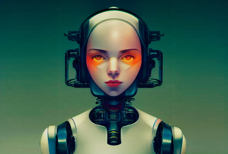 Fototapet robot umanoid feminin verde albastru DD134093 - A.S. Creation [4]