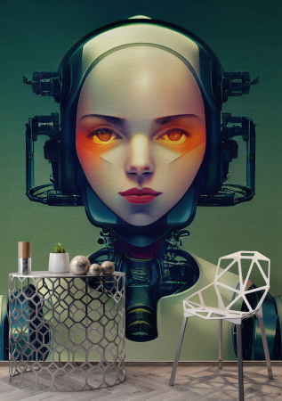 Fototapet robot umanoid feminin verde albastru DD134093 - A.S. Creation [1]