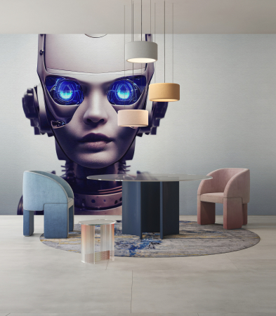 Fototapet AS Creation - Fototapet robot 3D gri albastru DD134099 - A.S. Creation
