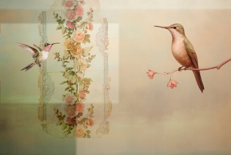 Fototapet colibri si flori bej DD134603 - A.S. Creation [5]