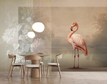 Fototapet AS Creation - Fototapet flamingo bej roz DD134615 - A.S. Creation