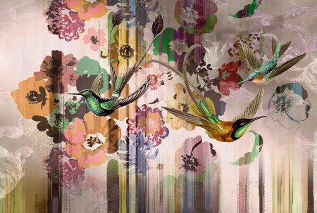 Fototapet colibri si flori roz DD134891 - A.S. Creation [5]