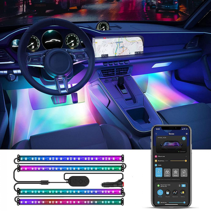 Banda LED Auto Govee  H7090 RGBIC, Sincronizare Muzica, Control App, Telecomanda, 30 de scene [9]