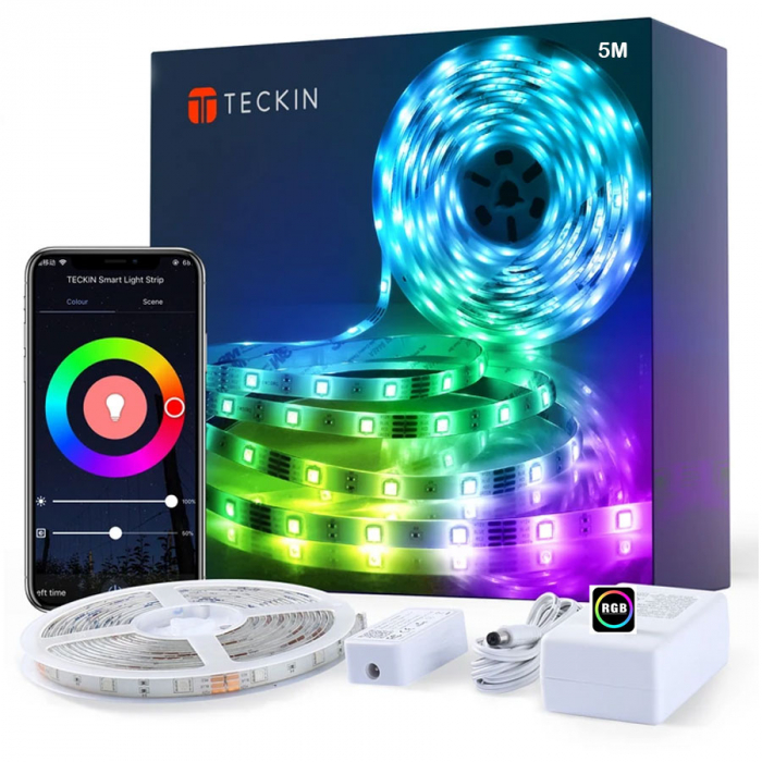 Banda LED Teckin SL02, 5M RGB, Sincronizare Muzica, Smart, Wifi, Smart Life, Telecomanda, Alexa, Google Assistant [1]