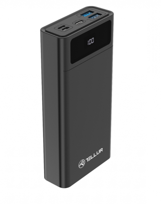 Baterie externa Tellur PD200 20000mAh USB + QC3.0 + PD 18W, negru [4]