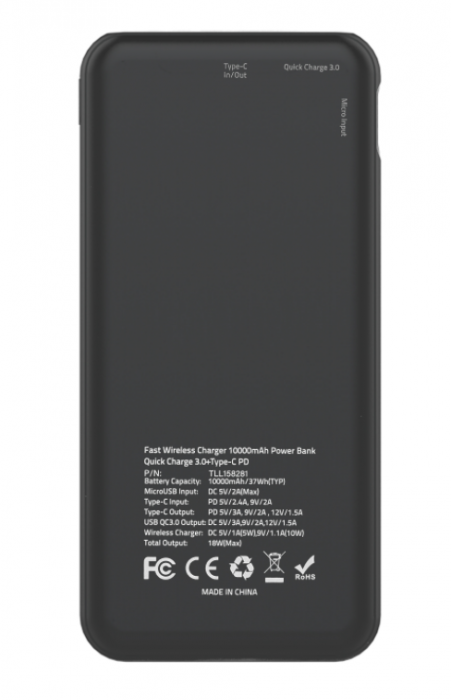 Baterie externa Tellur PDW102 10000mAh wireless, 18W, negru [4]