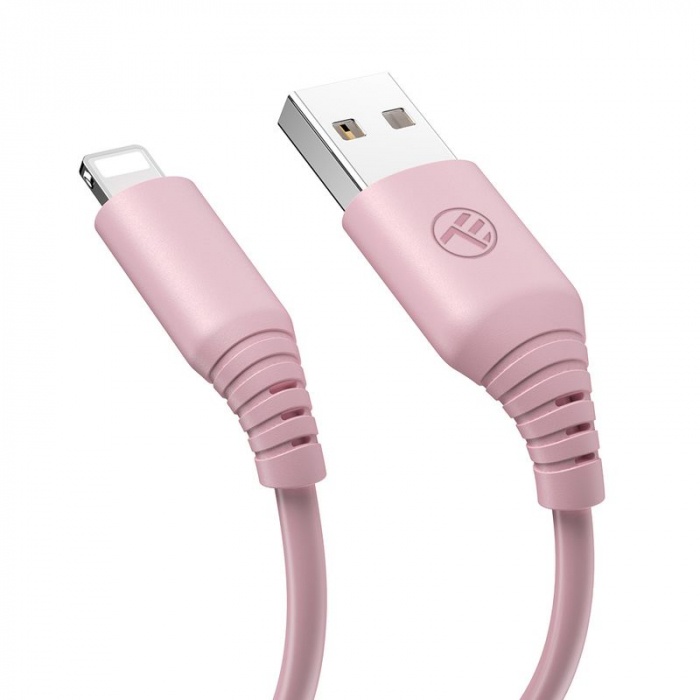 Cablu silicon Tellur USB to Lightning, 3A, 1m, roz [2]