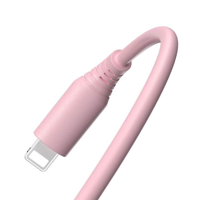 Cablu silicon Tellur USB to Lightning, 3A, 1m, roz [3]