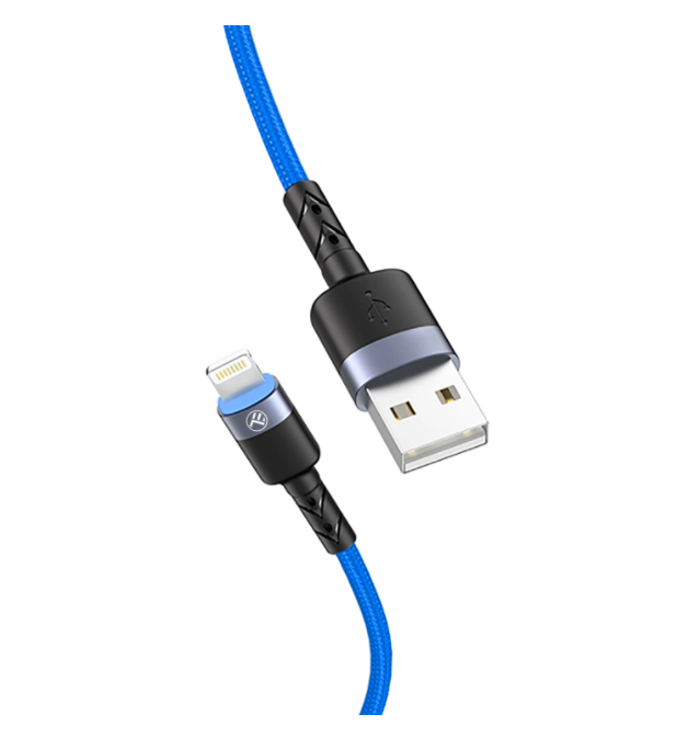 Cablu Tellur Lightning cu LED, 3A, nailon, 1.2m, albastru [3]