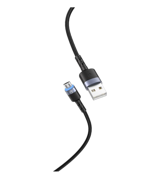 Cablu Tellur Micro USB cu LED, nailon, 1.2m, negru [2]