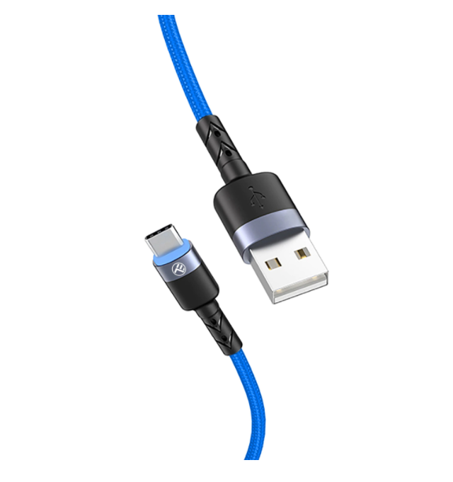 Cablu Tellur Type-C cu LED, 3A, nailon, 1.2m, albastru [3]