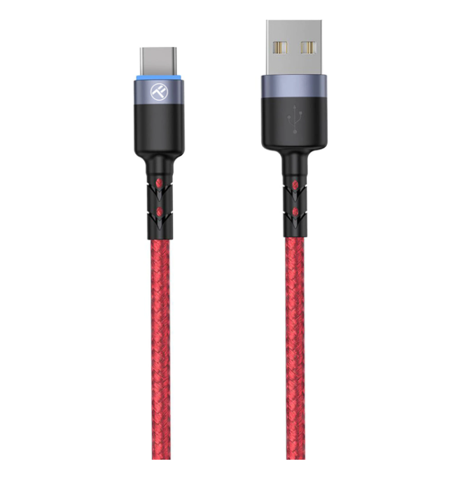 Cablu Tellur Type-C cu LED, 3A, nailon, 1.2m, rosu [2]