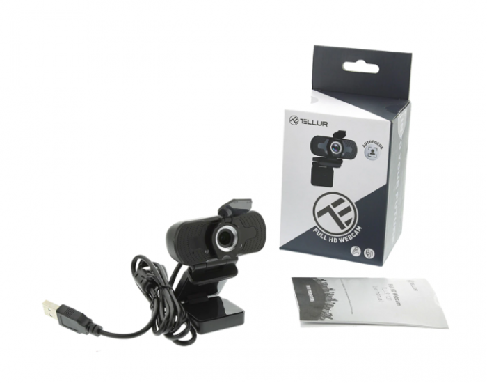 Camera web Tellur Full HD, 2MP, autofocus, microfon, negru [1]