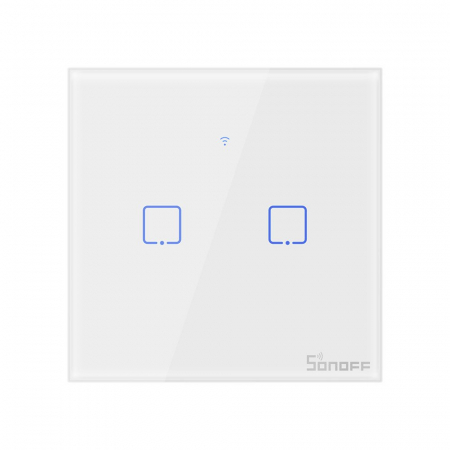 Intrerupator Smart  cu Touch Wifi + RF 433 Sonoff T1 EU TX, 2 canale [1]