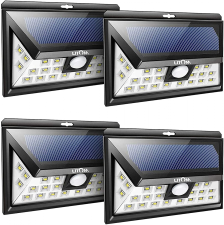 Set 4 lampi solare LITOM LTCD013, LED, 24 leduri, incarcare solara si senzor de miscare [1]
