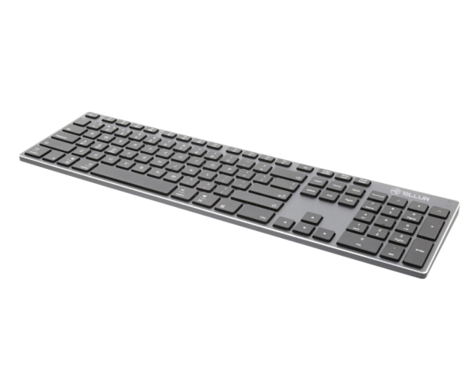 Tastatura fara fir Tellur, Shade, Bluetooth, US, Aluminium, Acumulator, Incarcare microUSB, Multi Device, Gri Negru [5]